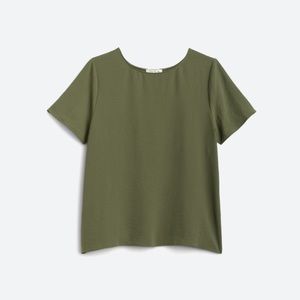 Flowy Green Blouse with Fun Back